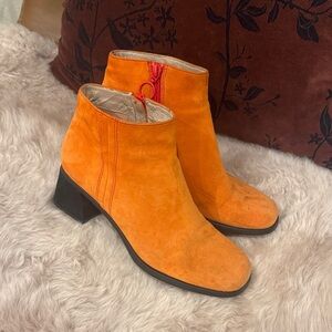 Camper Orange Suede Ankle Boots